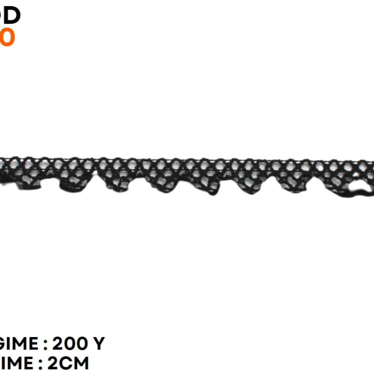 Dantela lezarda din bumbac negru Cod 180