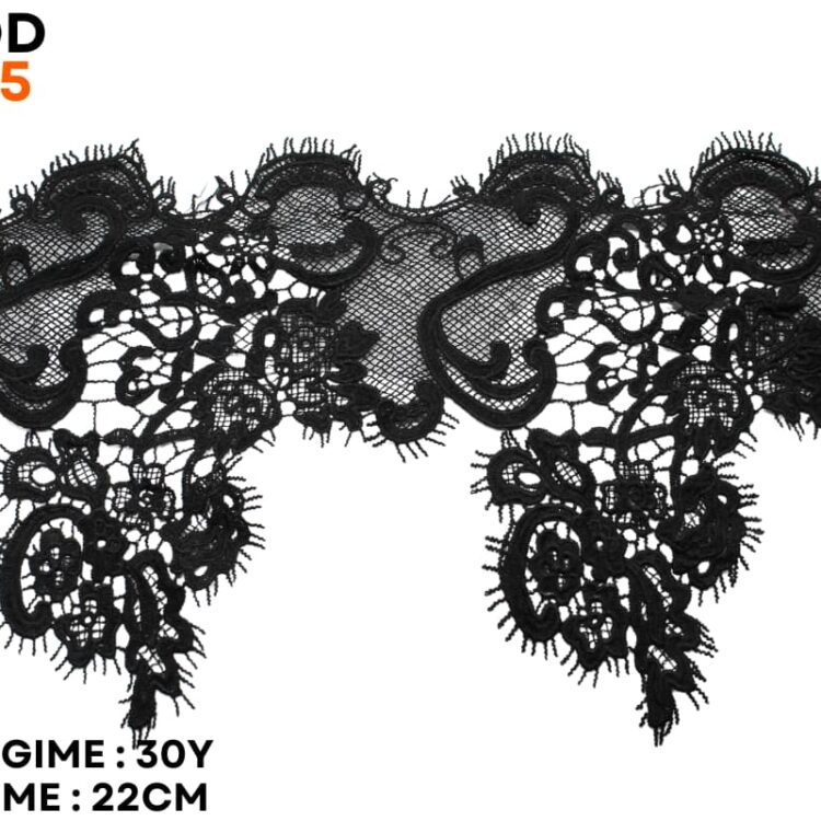 Dantela bumbac cu tull negru Cod 185