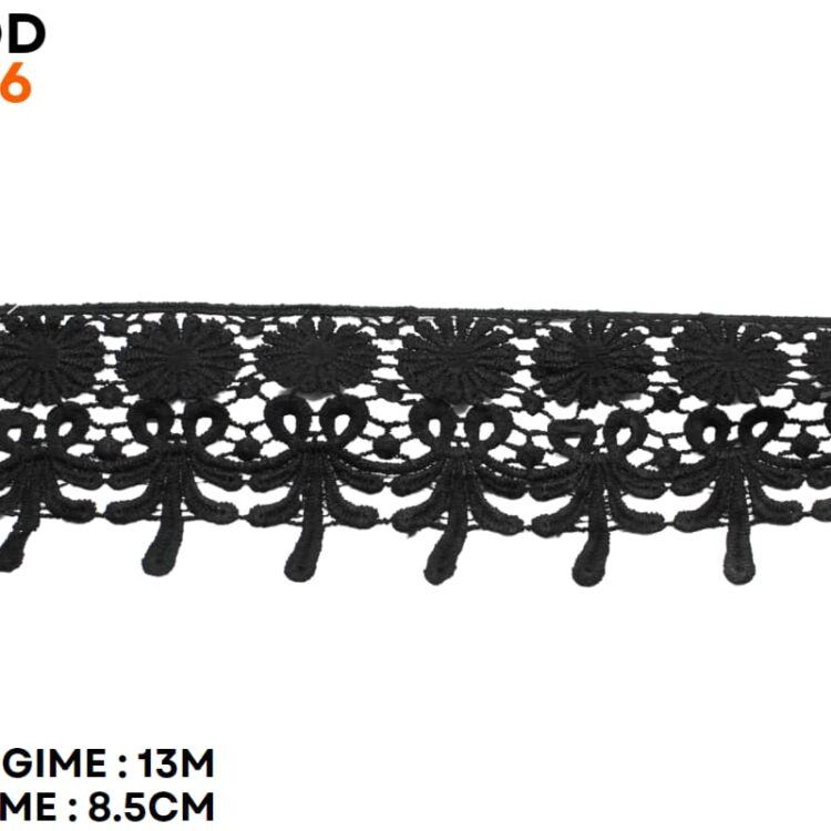 Dantela din bumbac negru cod 186