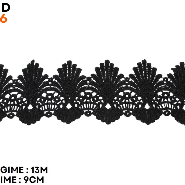 Dantela din bumbac negru cod 196