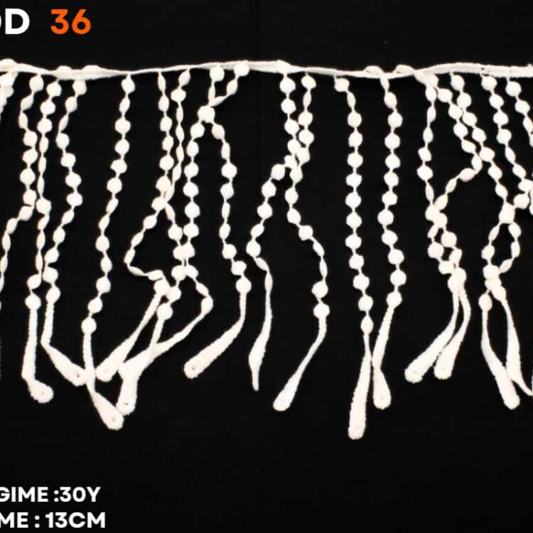 Dantela bumbac cu franjuri-cod 36-ivoar
